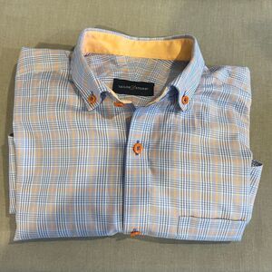 Blue and Orange Button Down Dress Shirt by Tailor Store